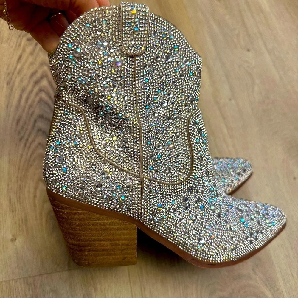 Mi.iM Angel Silver Metallic Embellished Ankle Booties